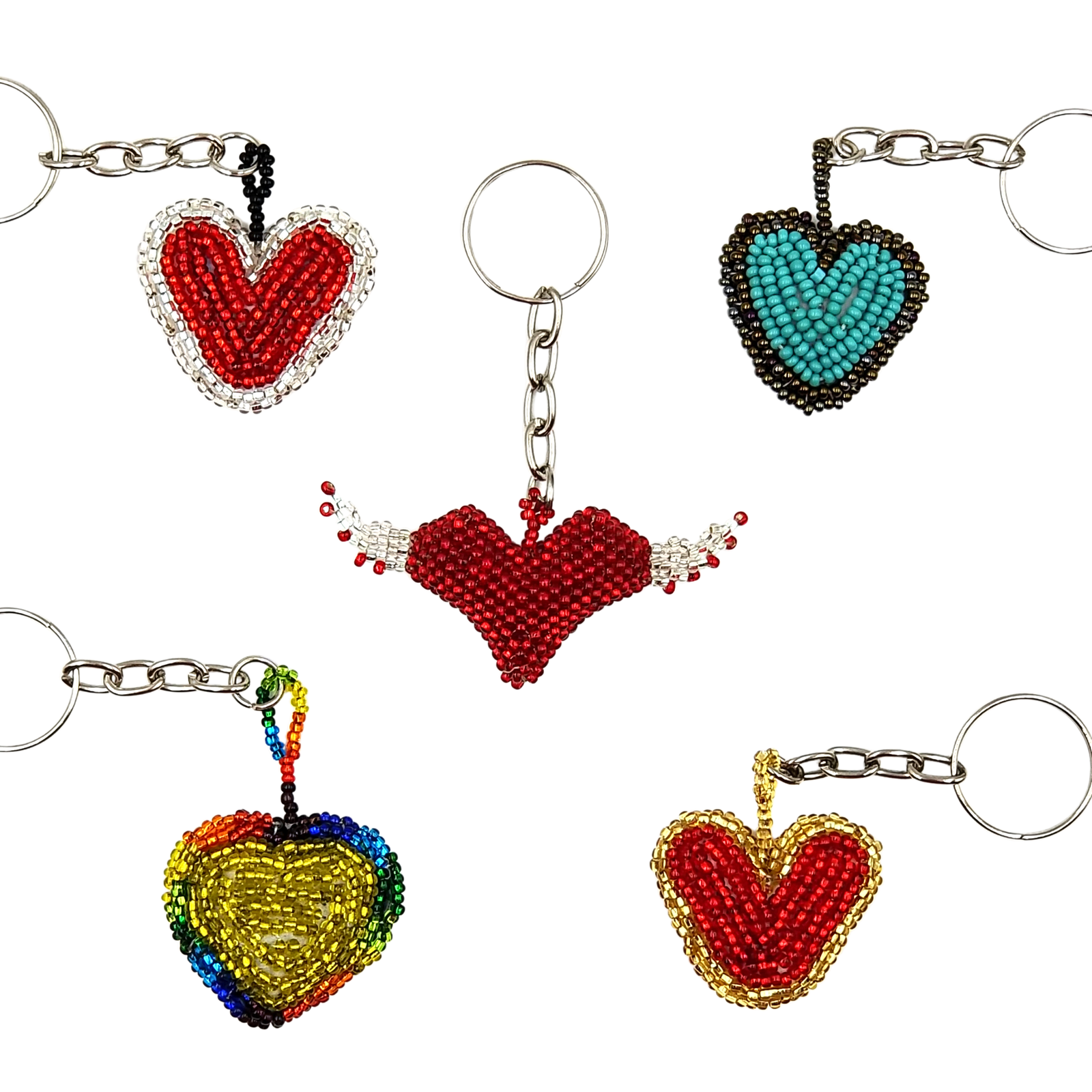 beaded heart keychain